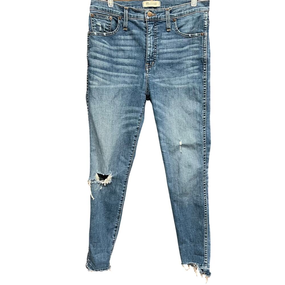 Madewell‎ High Rise Skinny Crop Jeans Distressed Denim Blue Size 26